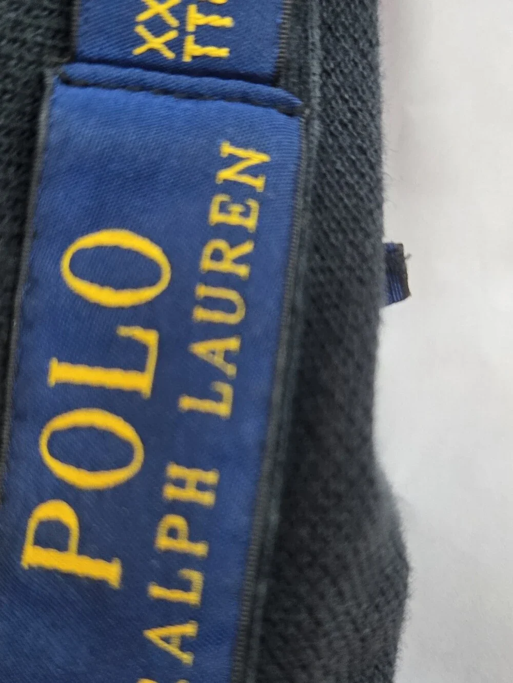 Polo by Ralph Lauren Black Polo with White Diagonal Stripe and Crest